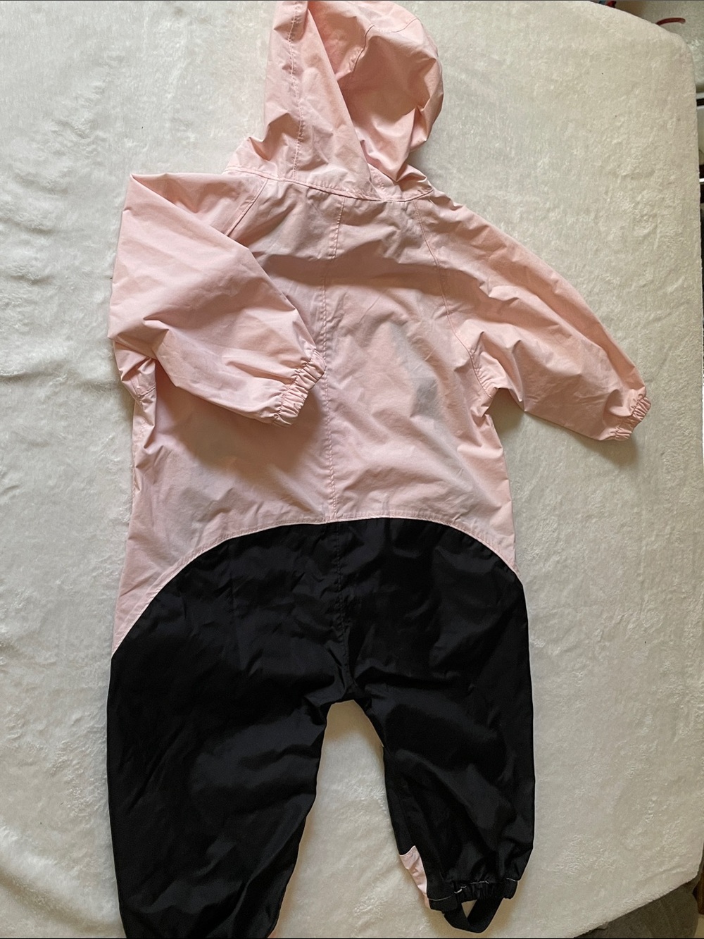 Hapiu size: 3T one-piece rain suit  waterproof light pink and black - Picture 3 of 9